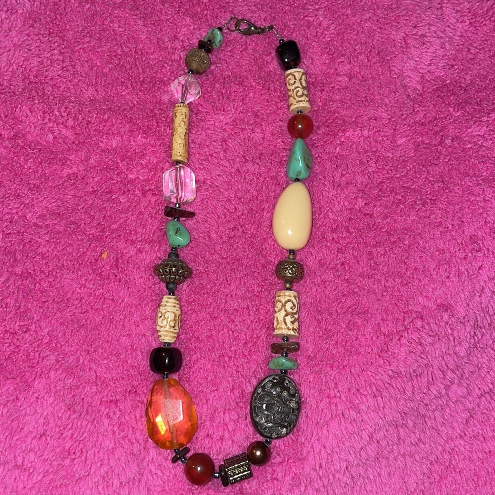Vintage Lonnie Lovness Beaded & Stone Necklace.